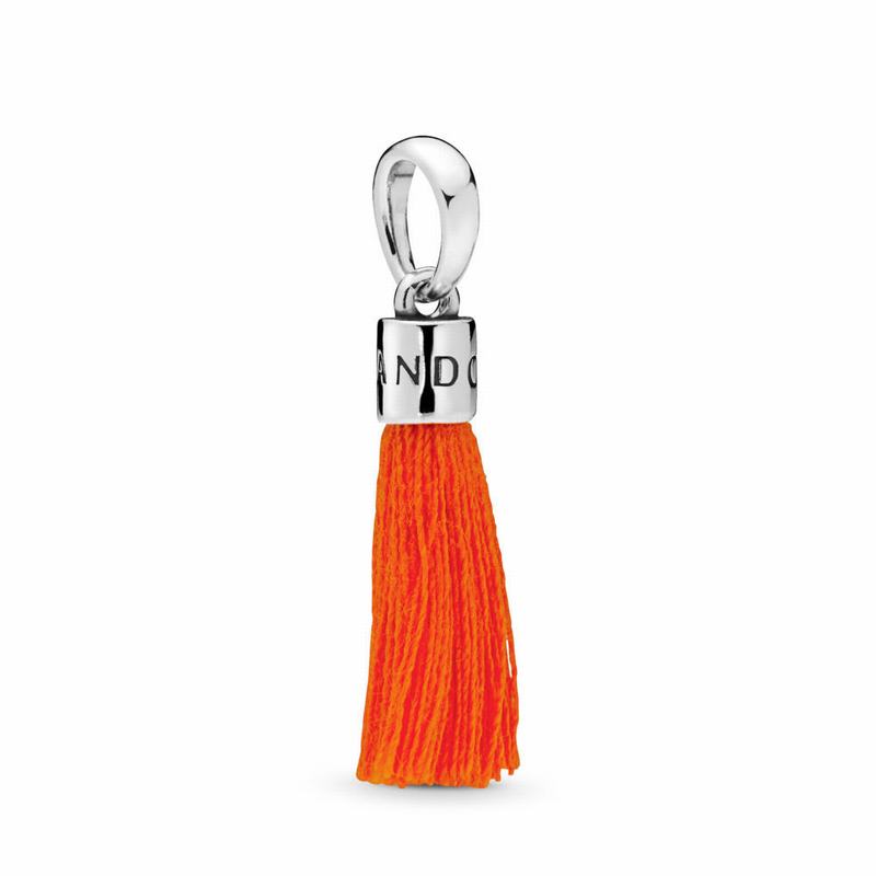 Pandora Australia Orange Fabric Tassel Dangle Charm - Sterling Silver | DPWCRA068